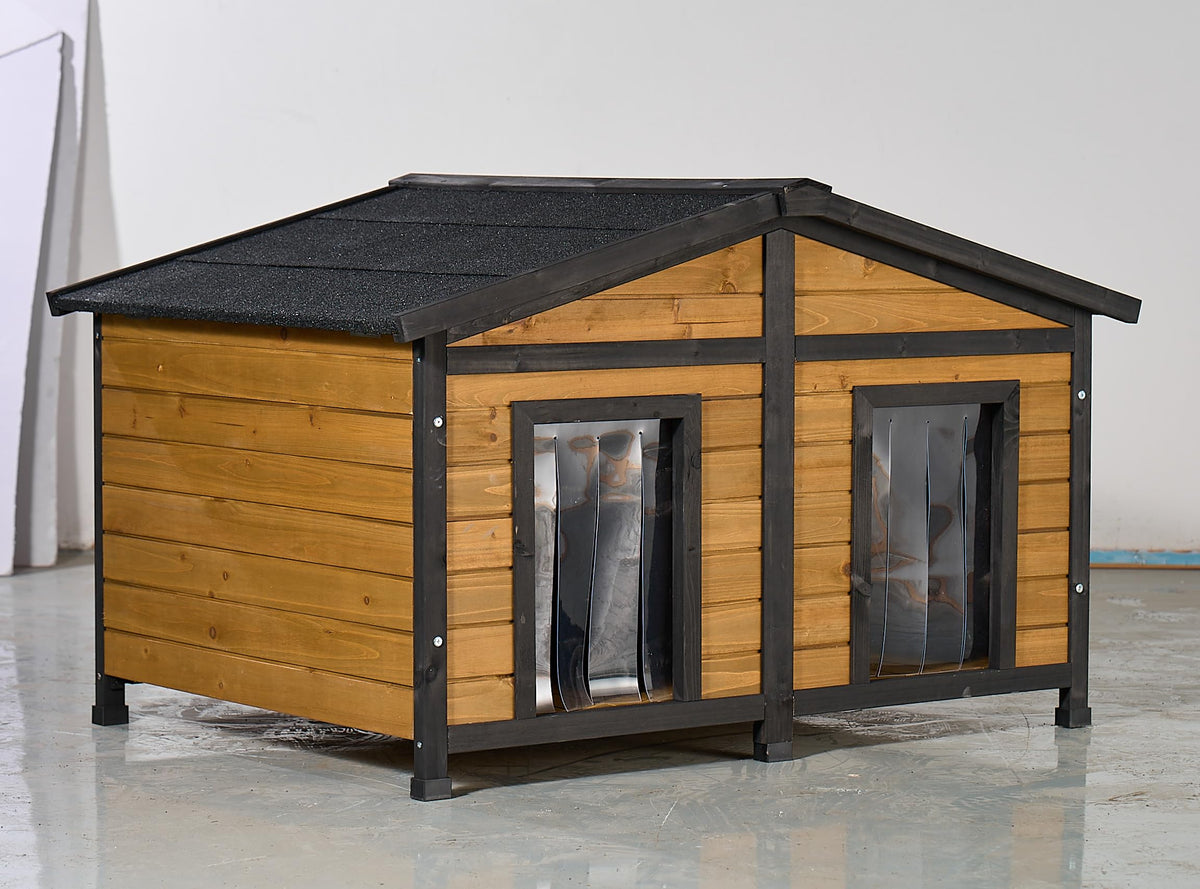 Large Wooden 2-Tier Rabbit Cage with Waterproof Roof K793783