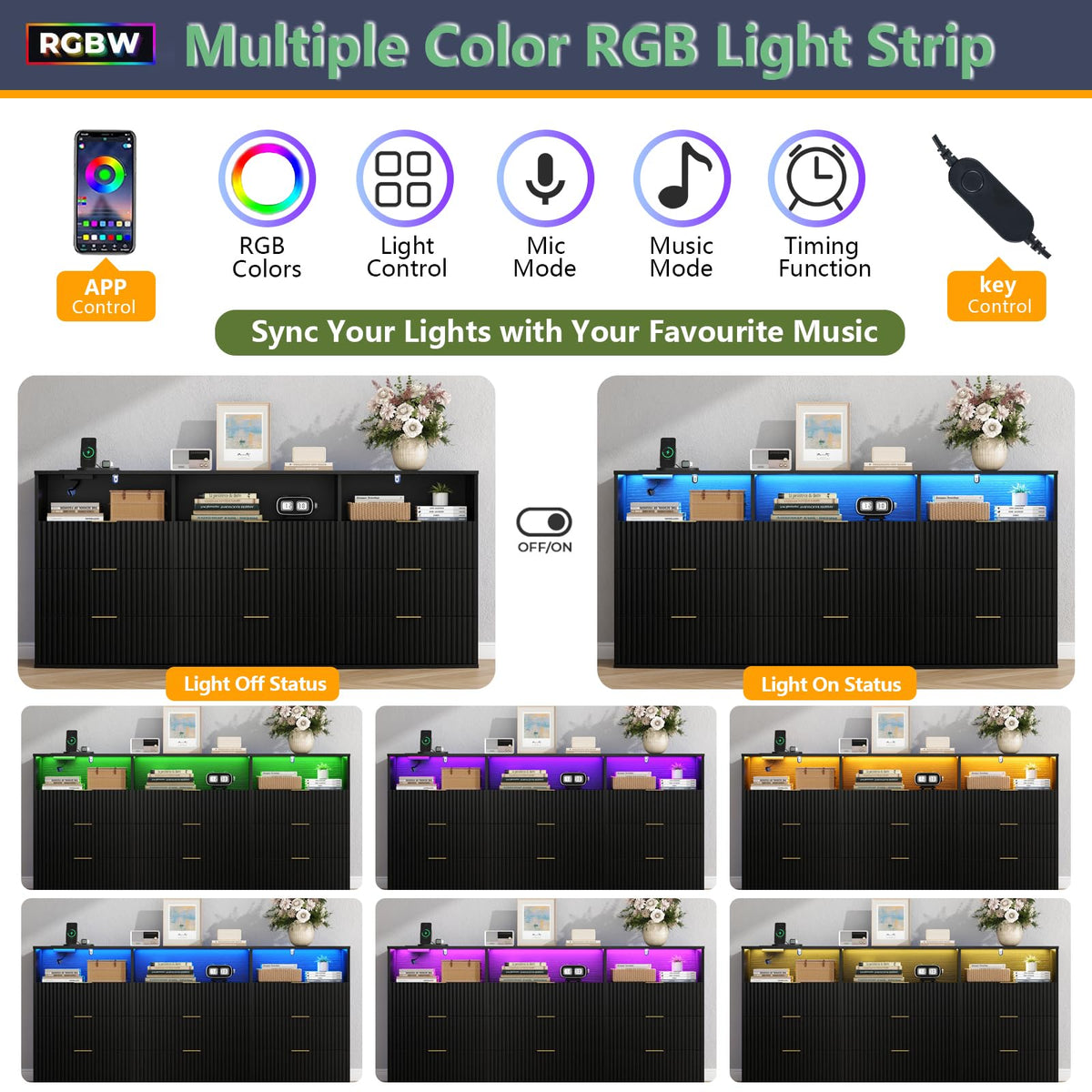 9 Drawer Dresser with 3 Open Cubbies F304