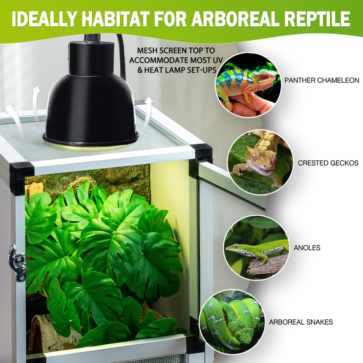 18"x18"x36" Aluminum Frame Reptile Cage with Screen & Acrylic Front Doors H741709