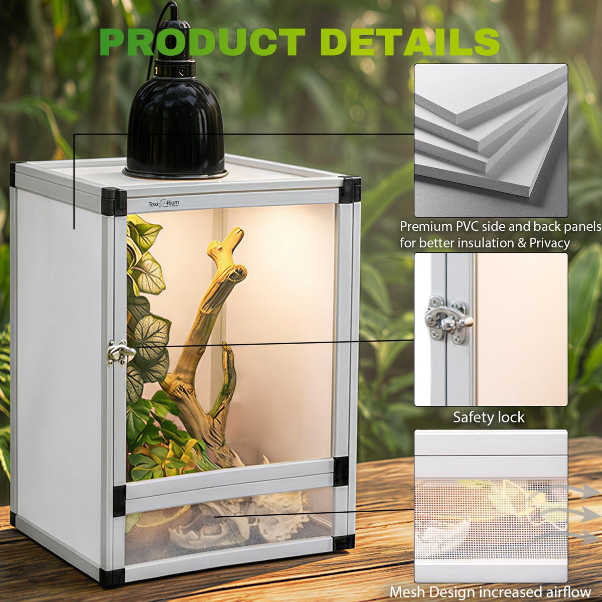 18"x18"x36" Aluminum Frame Reptile Cage with Screen & Acrylic Front Doors H741709