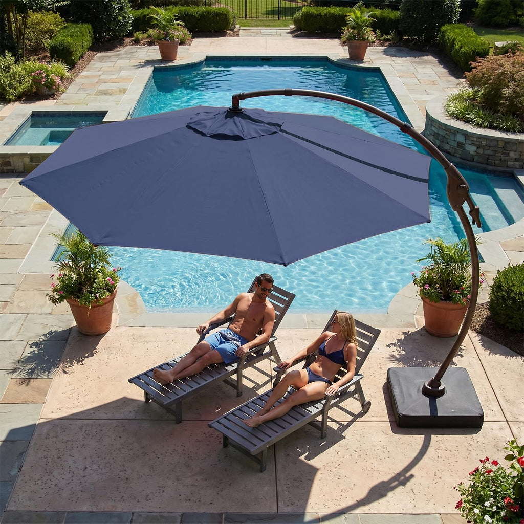 11FT Aluminum Offset Umbrella with Base U102