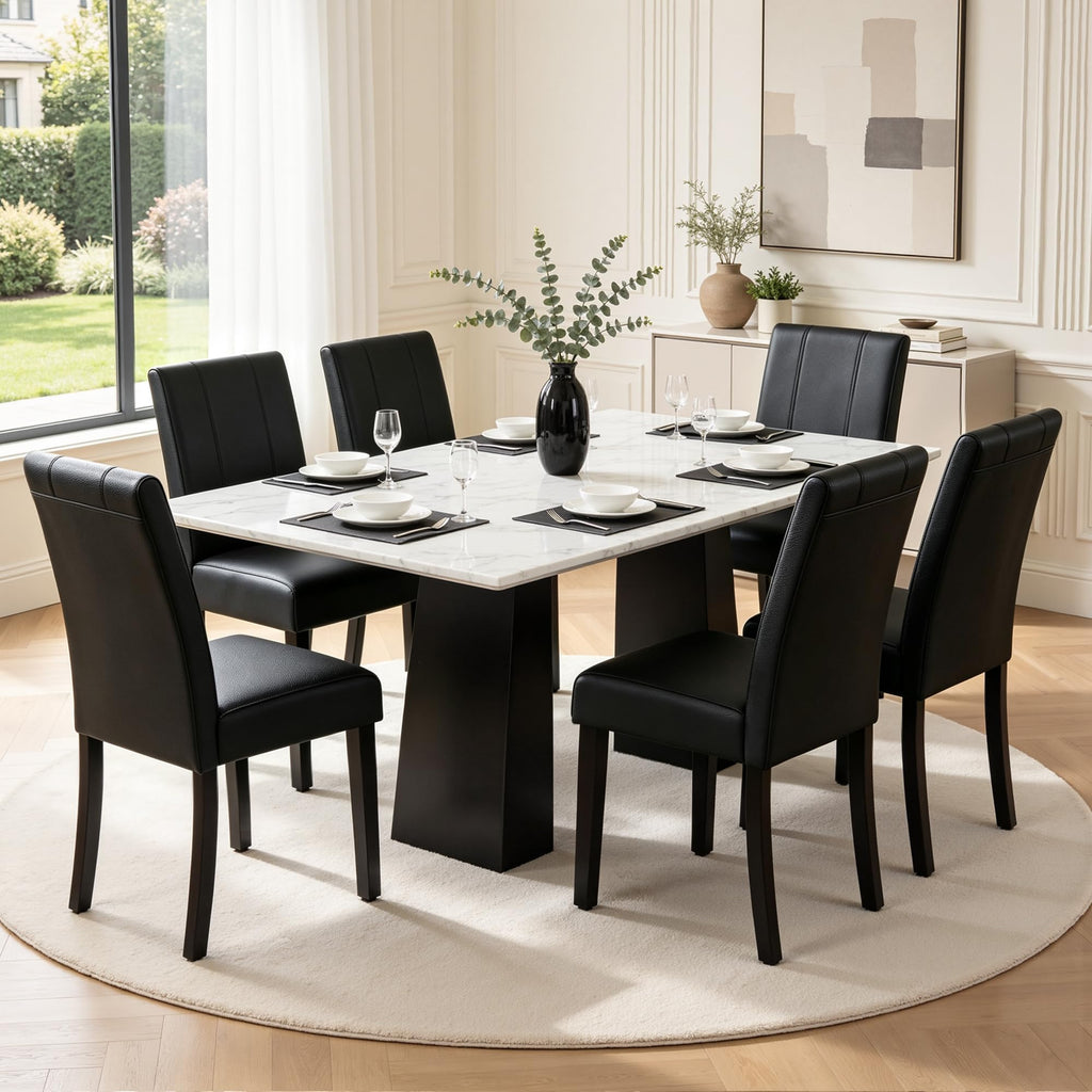 Black Faux Leather Dining Chairs Set of 4 Q736396