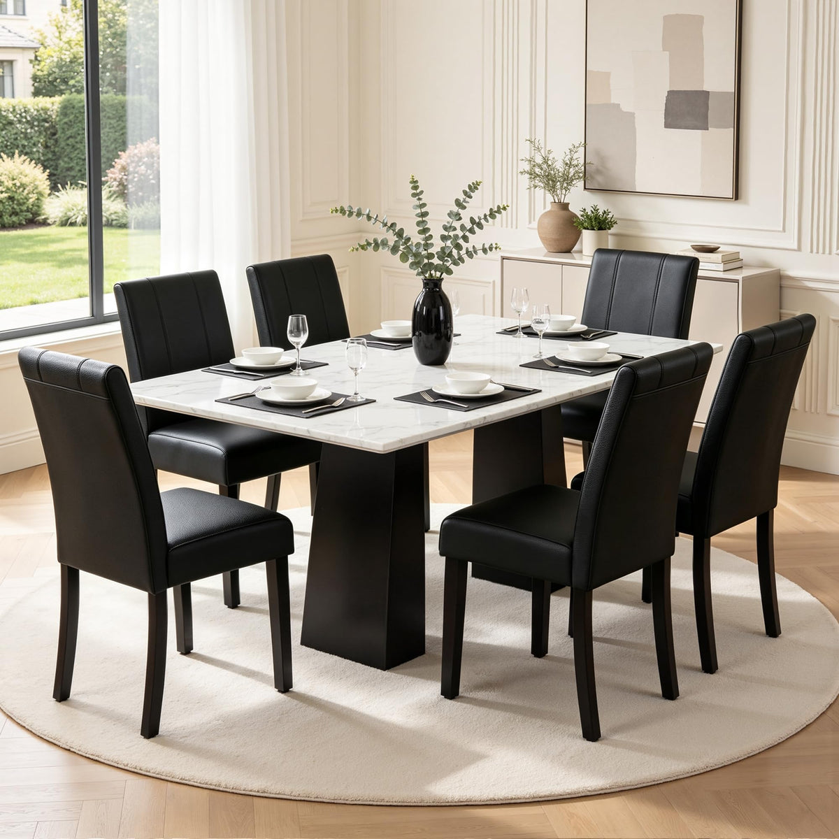 Black Faux Leather Dining Chairs Set of 4 Q736396