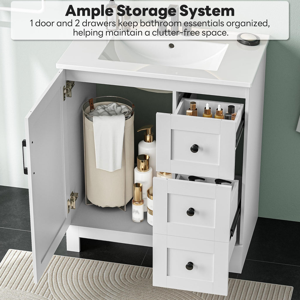 30" White Bathroom Vanity with Sink B572859