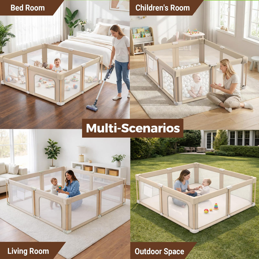 Foldable Baby Playpen with Mat, Mesh and Storage Bag Z609