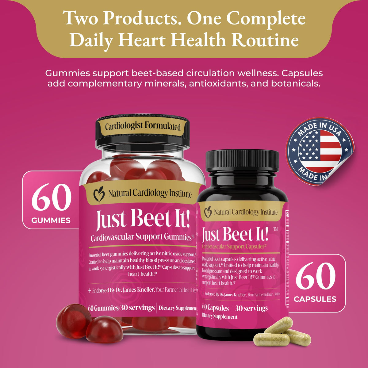 Beet Gummies & Heart Health Capsules Bundle, 60 Count Each Q233194