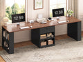 90.5" 2 Person Computer Desk with Storage Drawers Black S350856