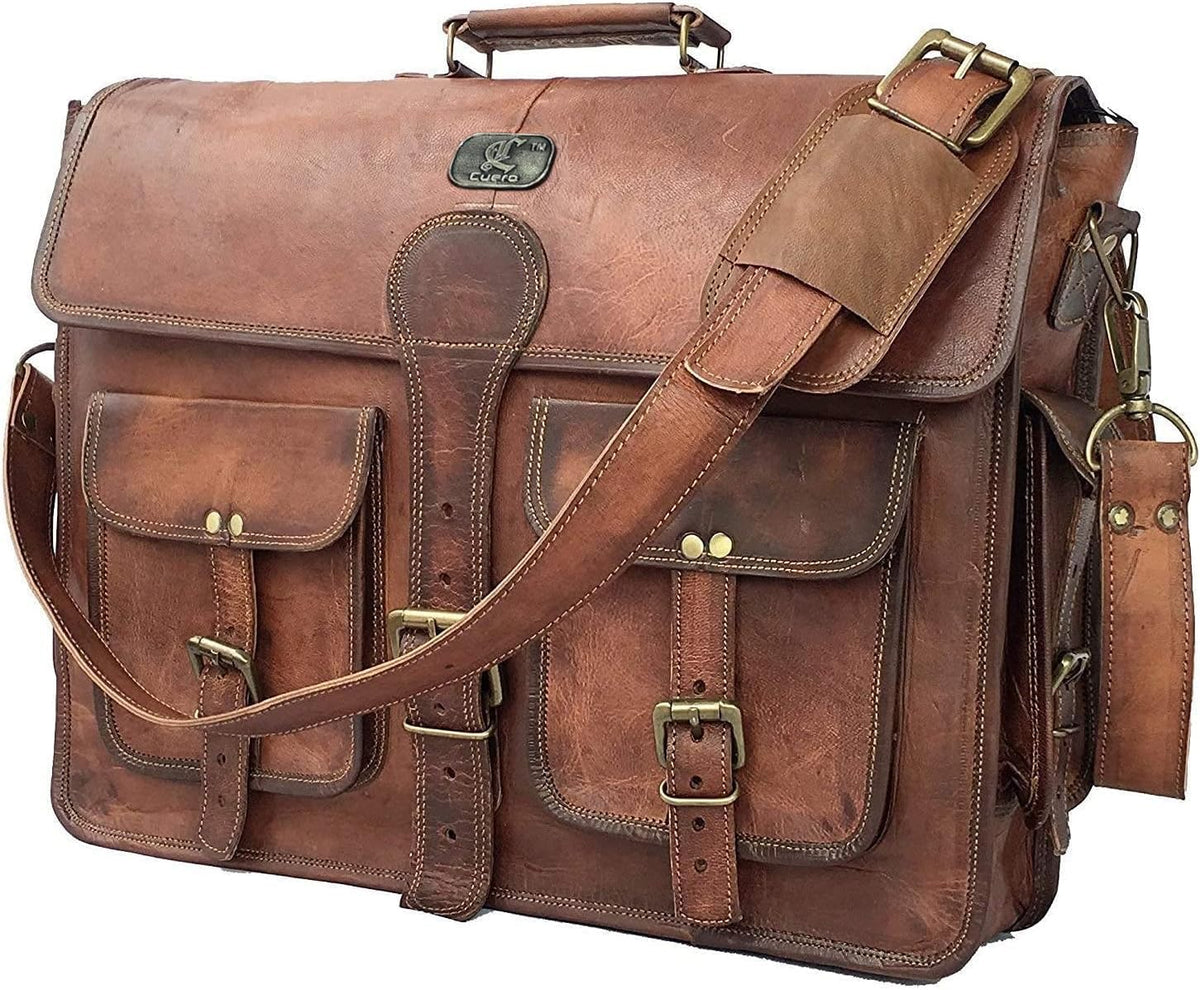 Vintage Brown Full Grain Leather Messenger Bag U963