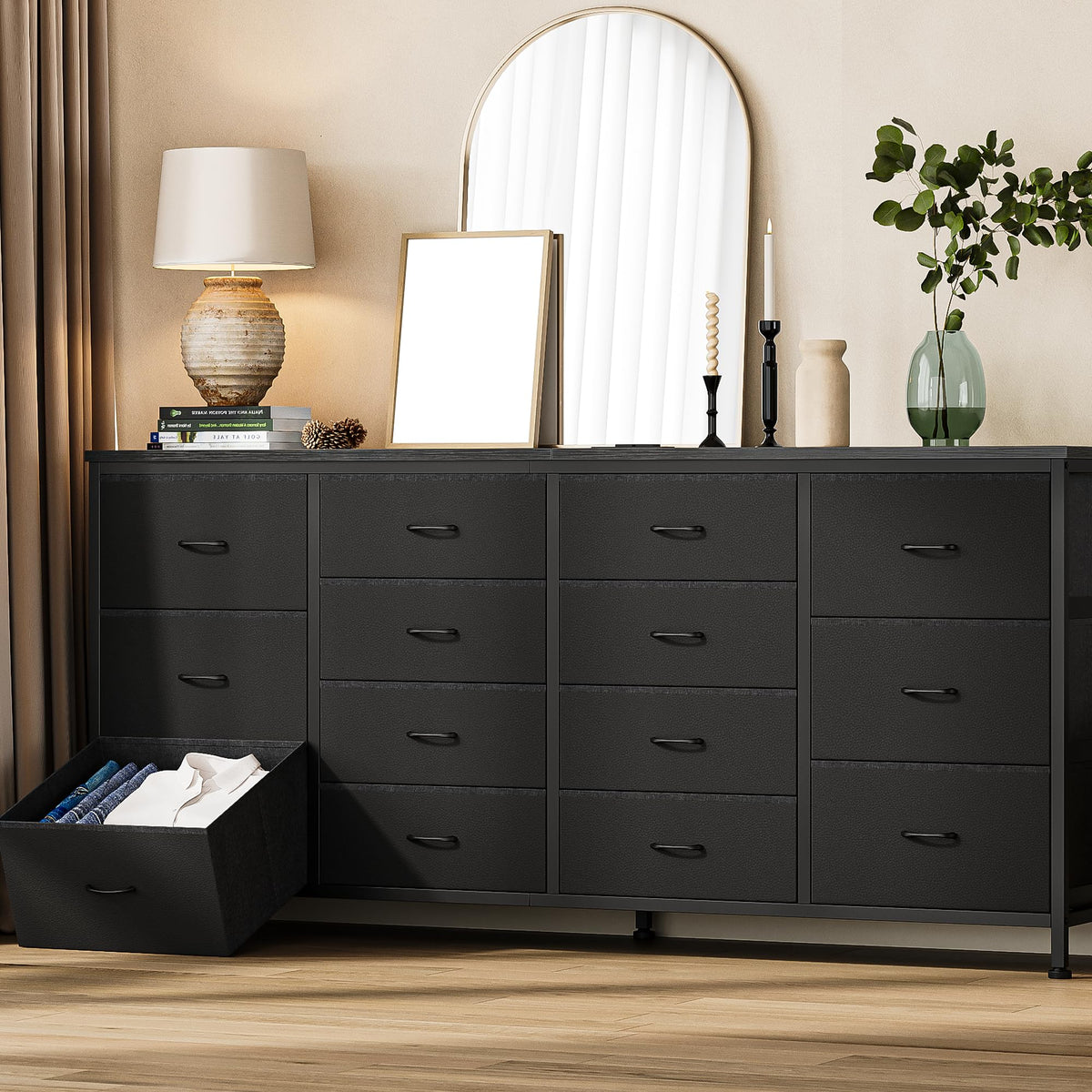 Black 14 Drawer Fabric TV Stand E248346