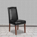 Black LeatherSoft Parsons Chair with Nail Trim W9119