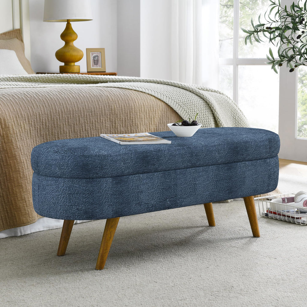 Oval Storage Bench with Rubber Wood Legs L272