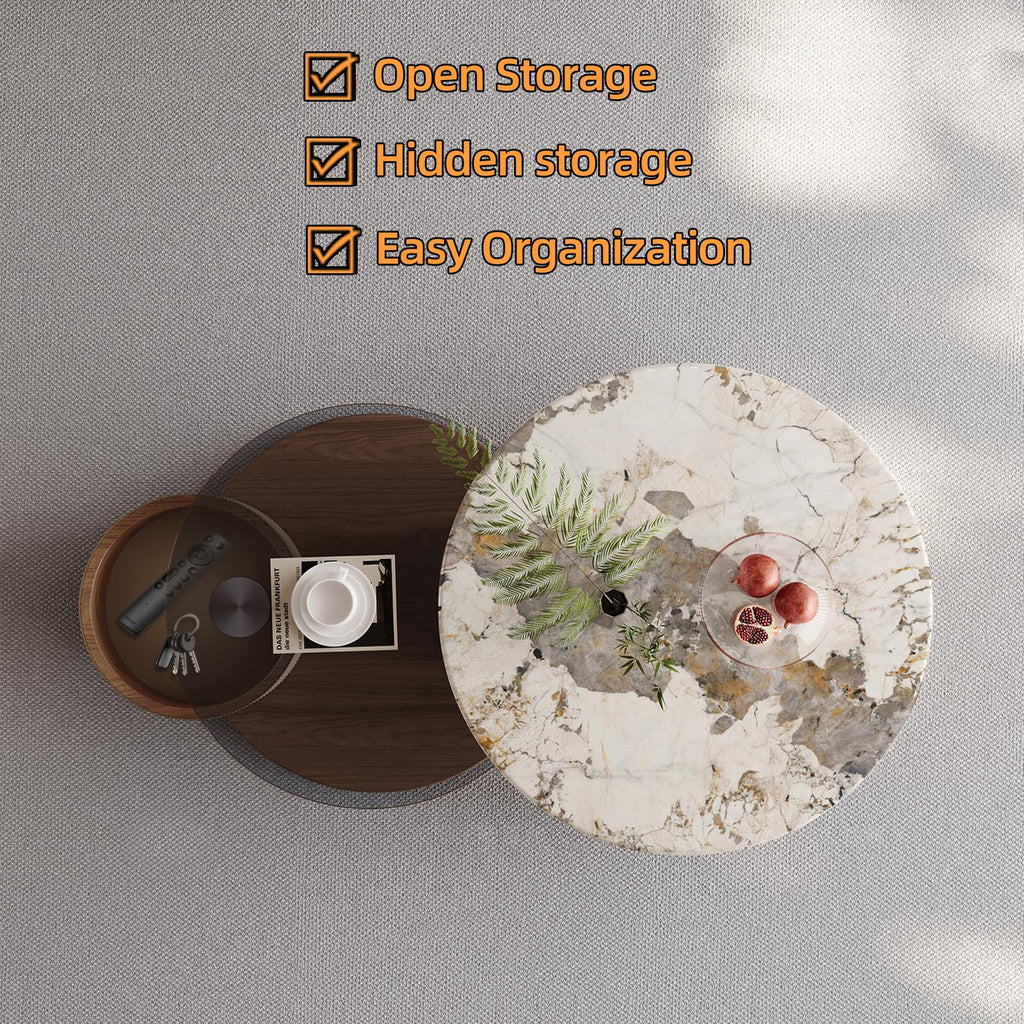 Round Expandable Coffee Table with Hidden Storage V6878