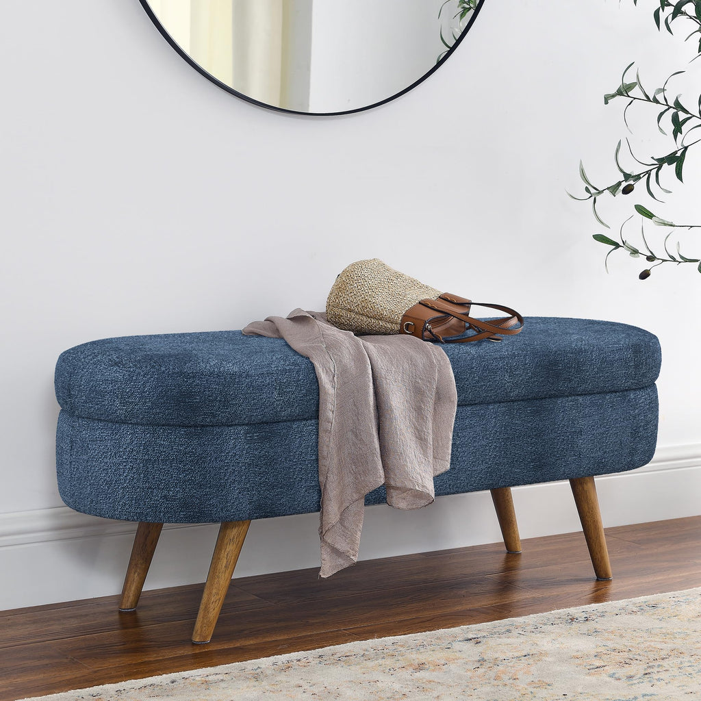 Oval Storage Bench with Rubber Wood Legs L272