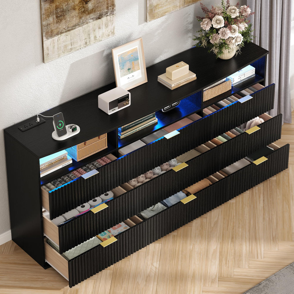 9 Drawer Dresser with 3 Open Cubbies F304