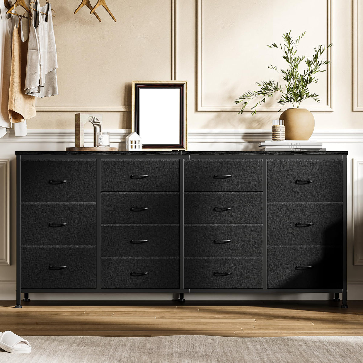 Black 14 Drawer Fabric TV Stand E248346