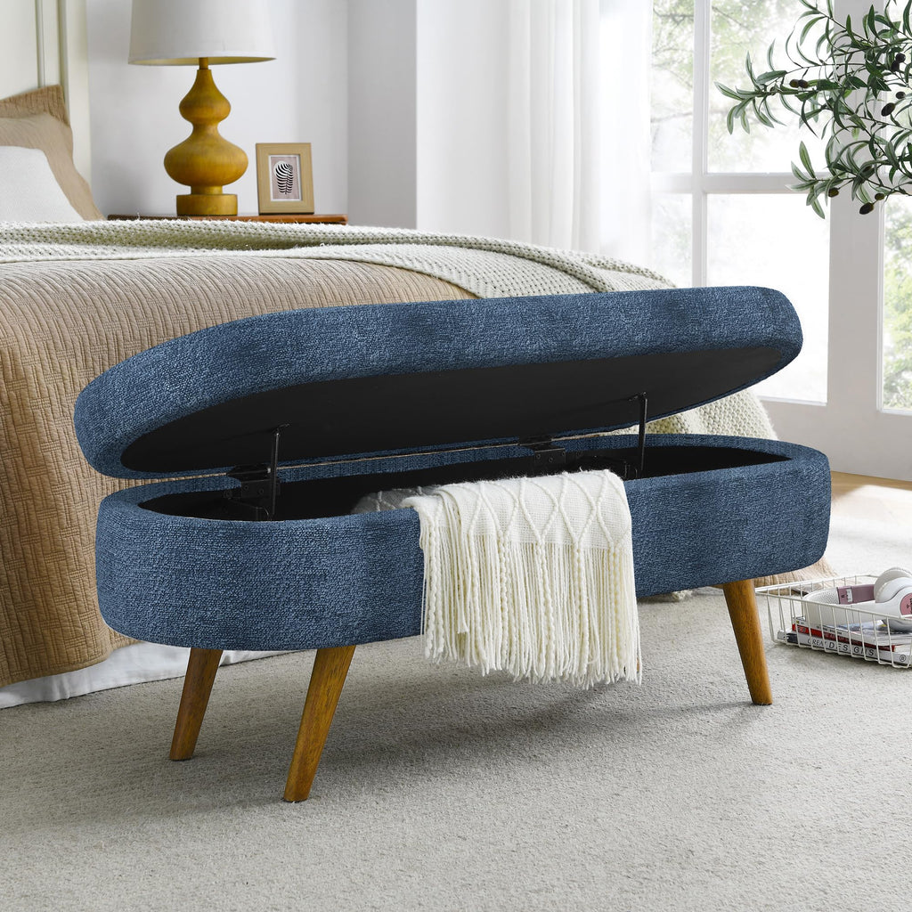 Oval Storage Bench with Rubber Wood Legs L272