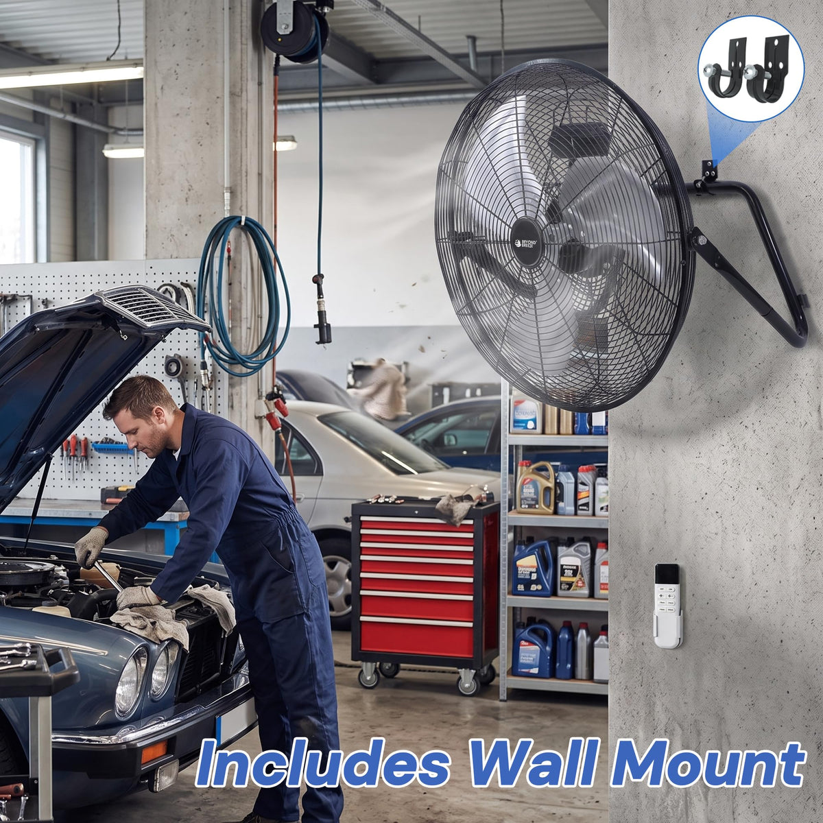 20'' High Velocity Wall Mount and Floor Fan with Remote B40849