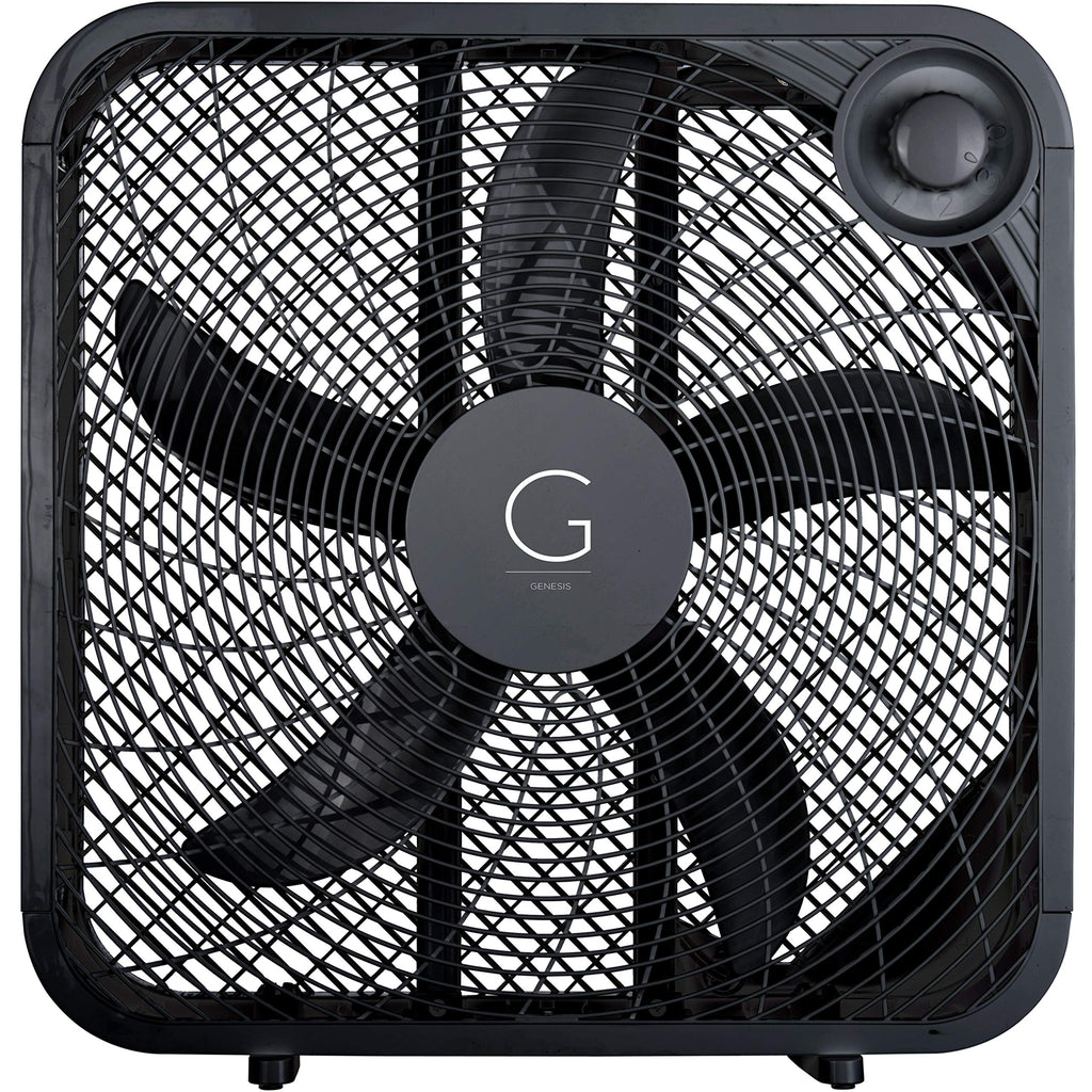 20" Box Fan, 3 Settings, Carry Handle, Black I8326