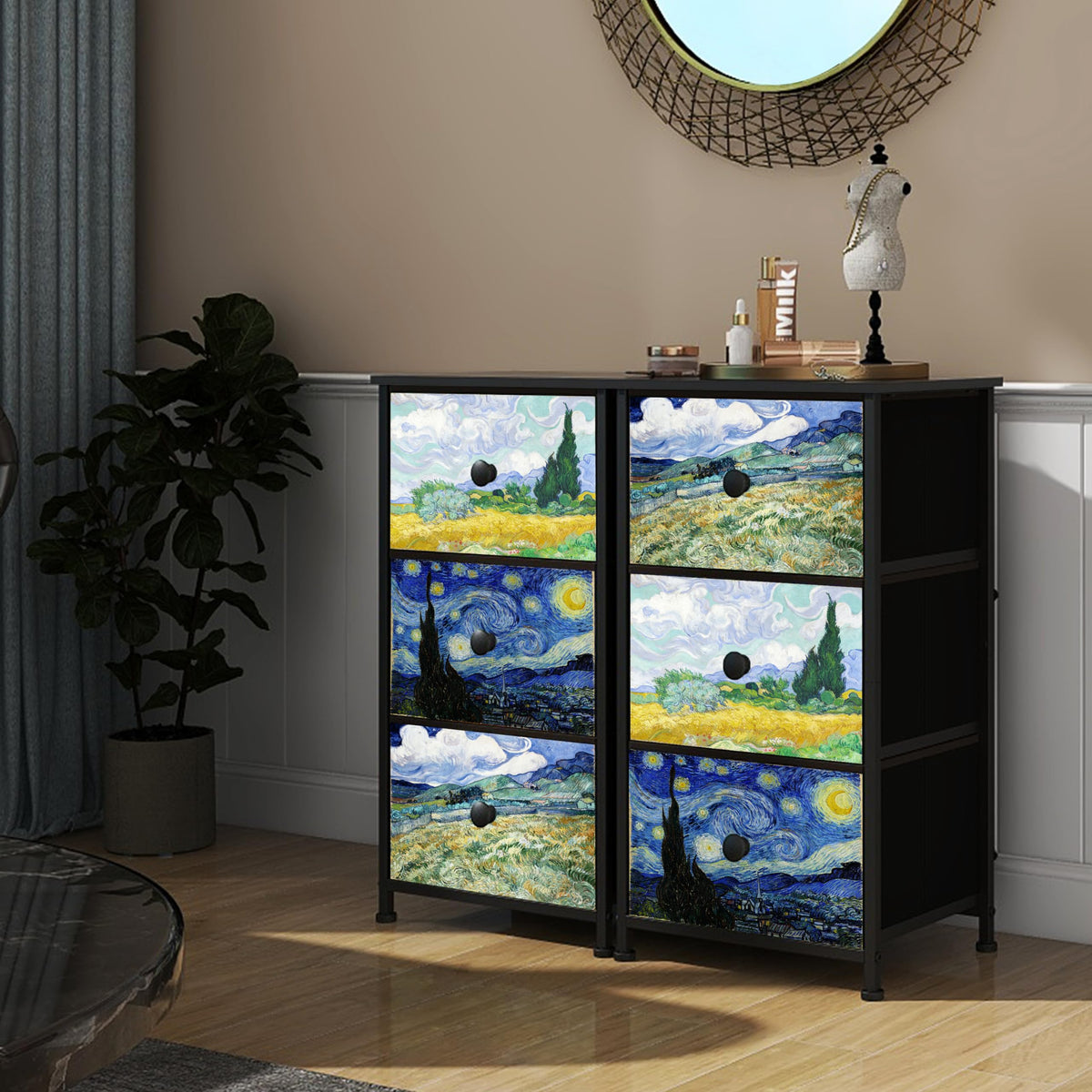 3 Drawer Dresser with Steel Frame Wood Top U56498